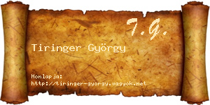 Tiringer György névjegykártya